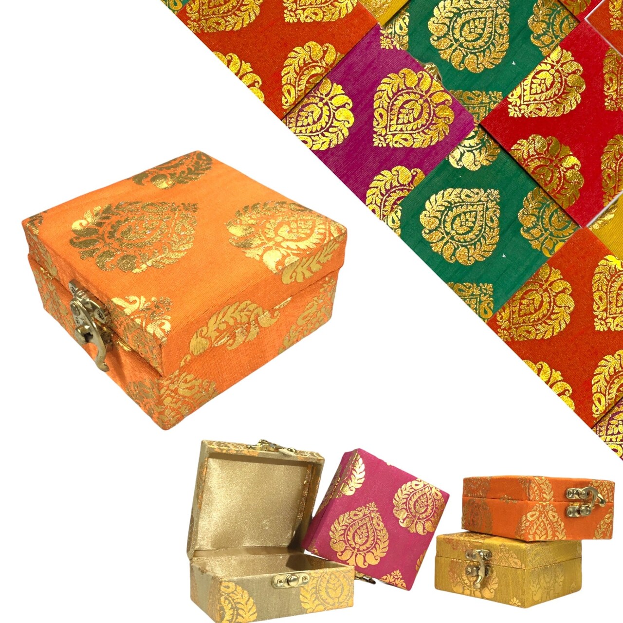 Small Handmade Jewelry Box Brocade Gift Boxes Favor for Indian Pakistani Punjabi Wedding, Nikah Favor, Mehndi Favors, for Girls